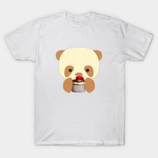 cute brown panda eat dessert T-Shirt